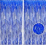 2Pcs Glitter Blue Foil Fringe Curtain Backdrop 1m x 2.5m view 1
