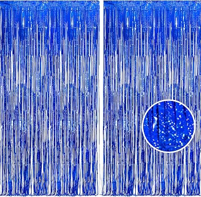 2Pcs Glitter Blue Foil Fringe Curtain Backdrop 1m x 2.5m