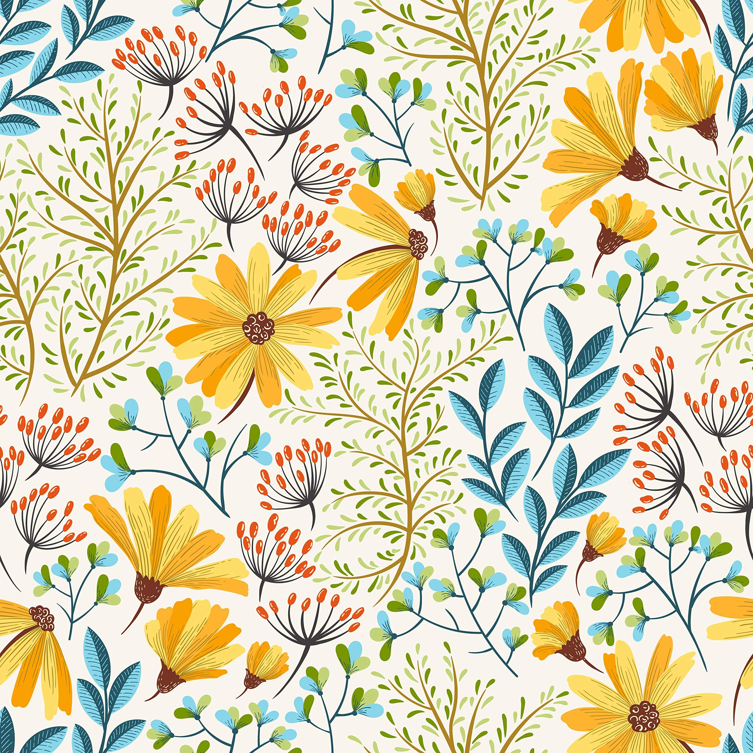 colorMEwalls Colorful Spring Wild Flowers - Peel and Stick Self Adhesive Removable Wallpaper (24" W x 96" H)