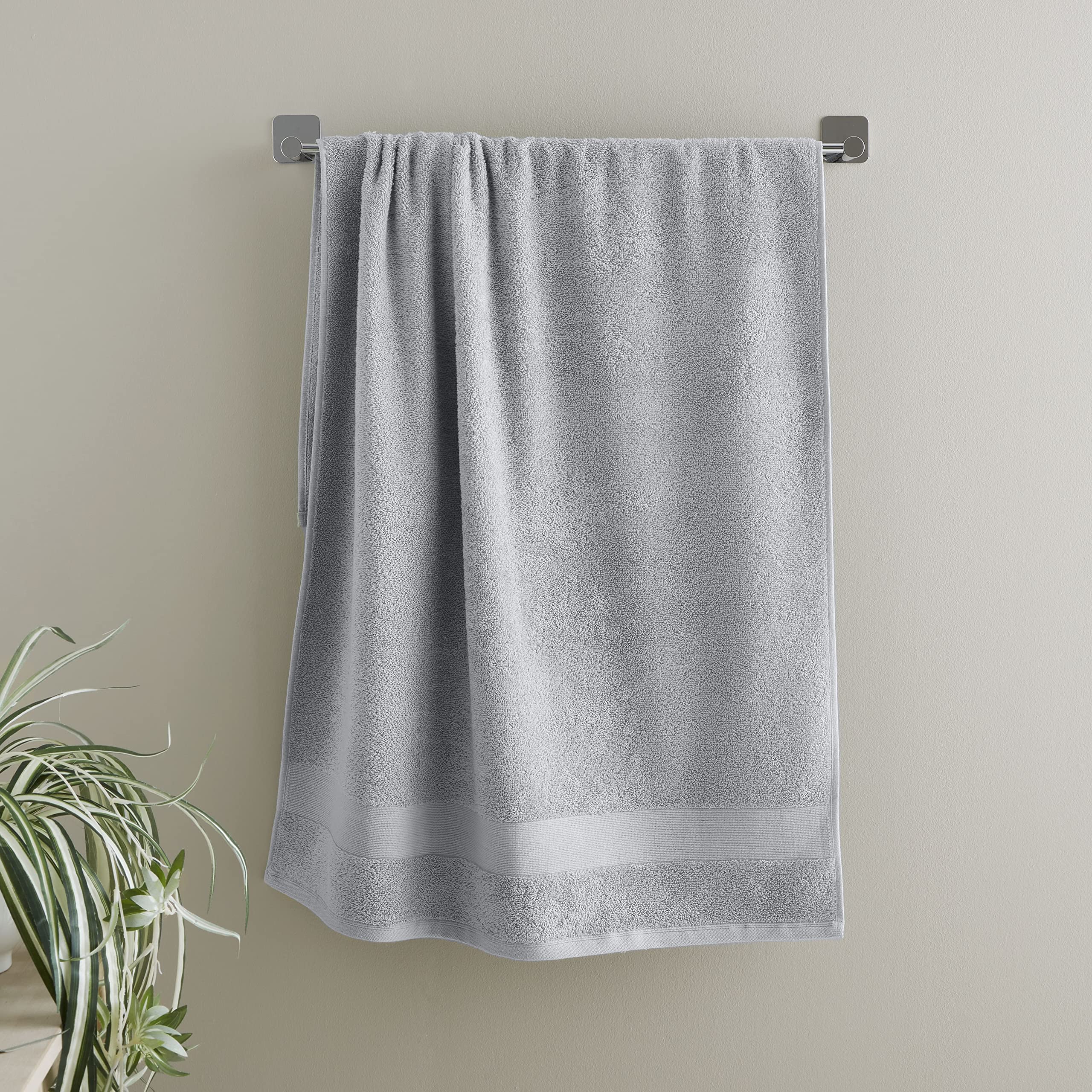 Catherine Lansfield Bathroom Anti Bacterial 500 gsm Soft & Absorbent Cotton Bath Sheet Silver Grey