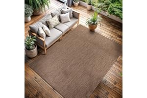 CAMILSON Outdoor Rug 5x7 Modern Area Rugs for Indoor and Outdoor Patios and Porches - Waterproof, Washable, Non-Shedding, Easy-to-Clean Outside Carpet (5 x 7, Solid - Jute)