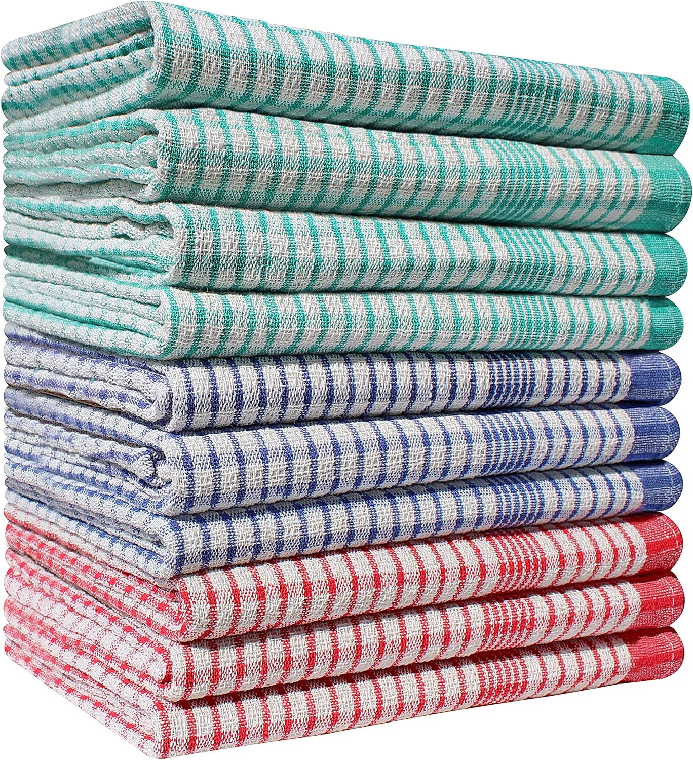 Quick Cleaning Supplies Pack of 10 Wonderdry Checked Kitchen Tea Towels