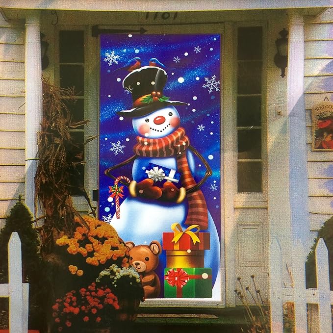 Plastic Christmas Snowman Door Cover Holiday Decoration