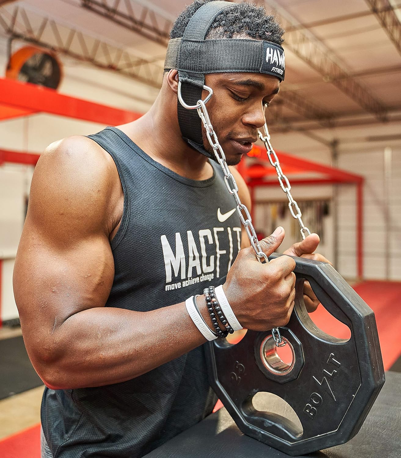Hawk Sports Neck Harness Neck Exerciser Builder Support for Strength & Resistance Training Weight Lifting Head Harness for Stronger Neck & Traps with Adjustable Neck Strap & Steel Chain (Black) : Sports & Outdoors
