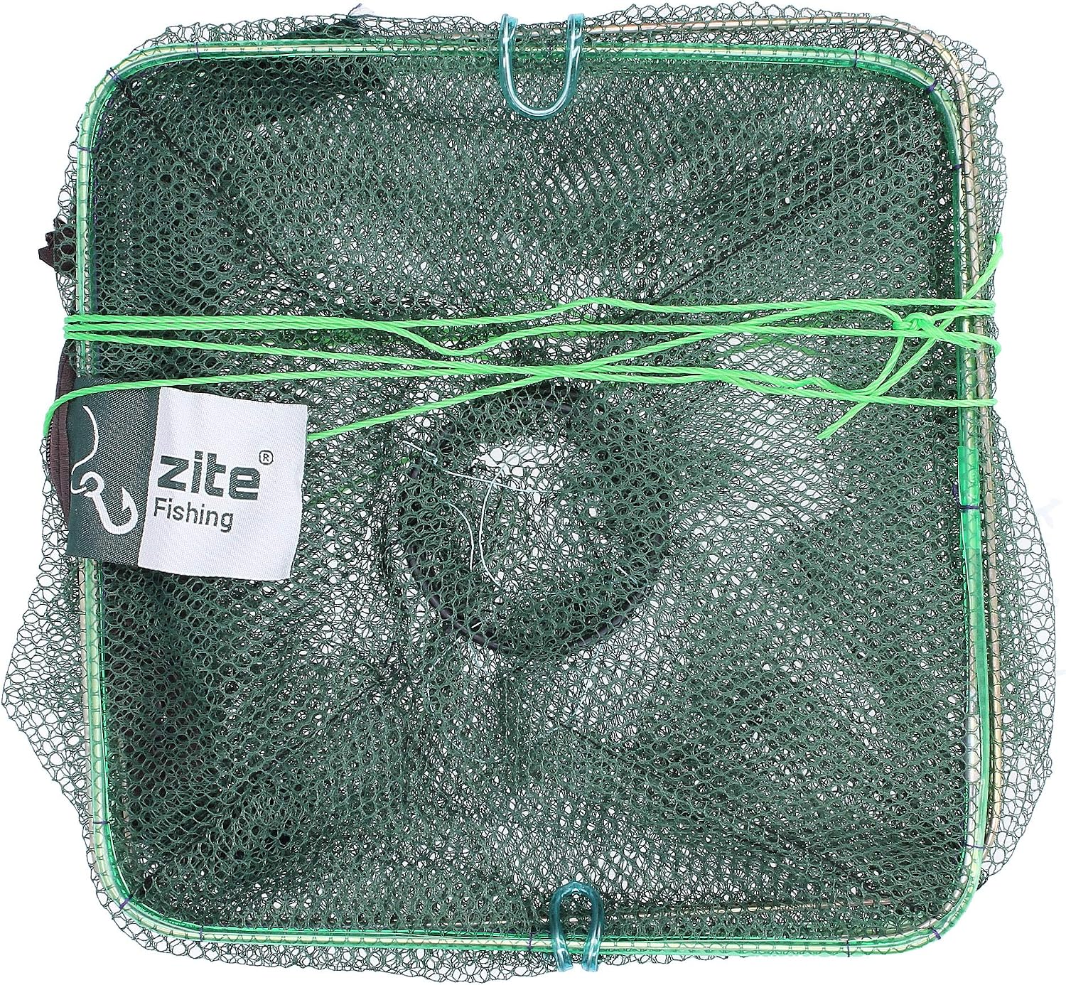 Zite Fishing Bait Fish Trap Fish Reuse Aalreuse Crab Trap Foldable with Food Bag - Square 55 x 25 cm, green - Image 3