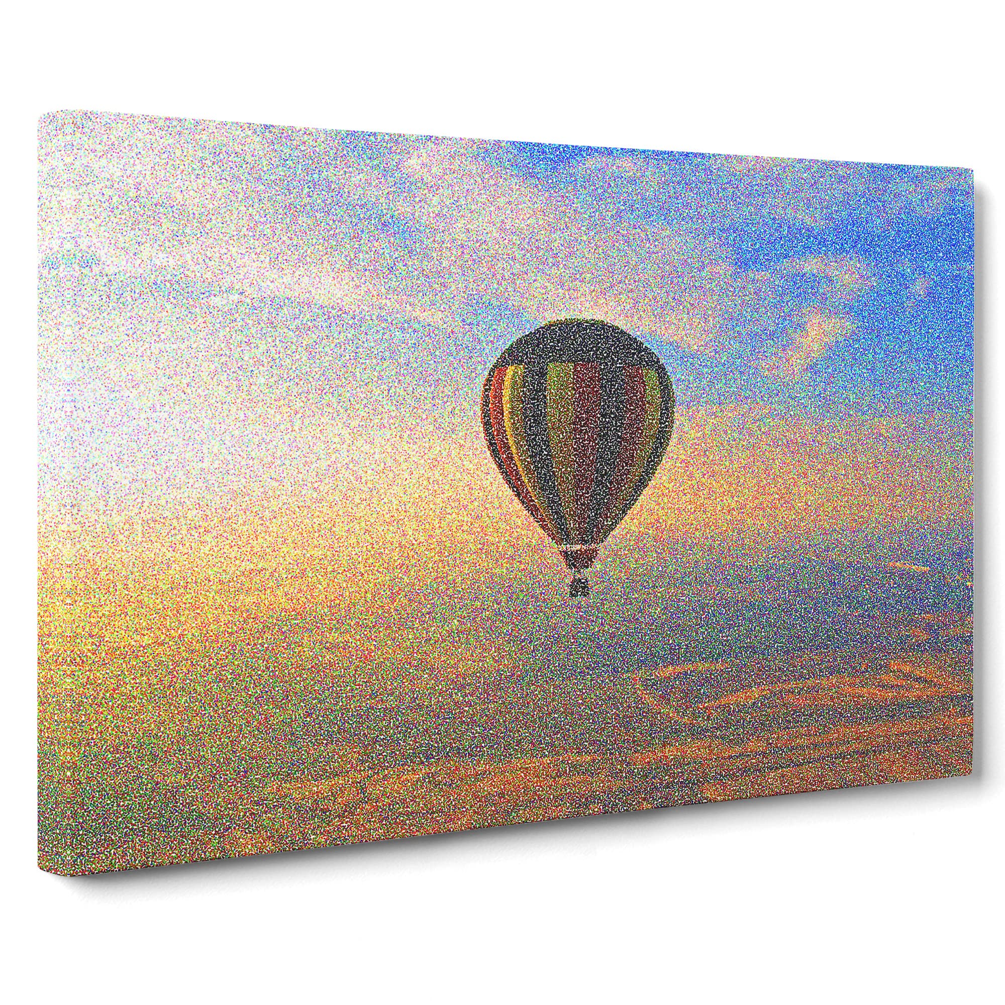 Hot Air Balloon Ride By Georges Seurat Canvas Print | Gallery Wrapped 30mm Frame Wall Art | 20x14 inches | Ready to Hang | Impressionist Picture | Living Room Bedroom Lounge Office