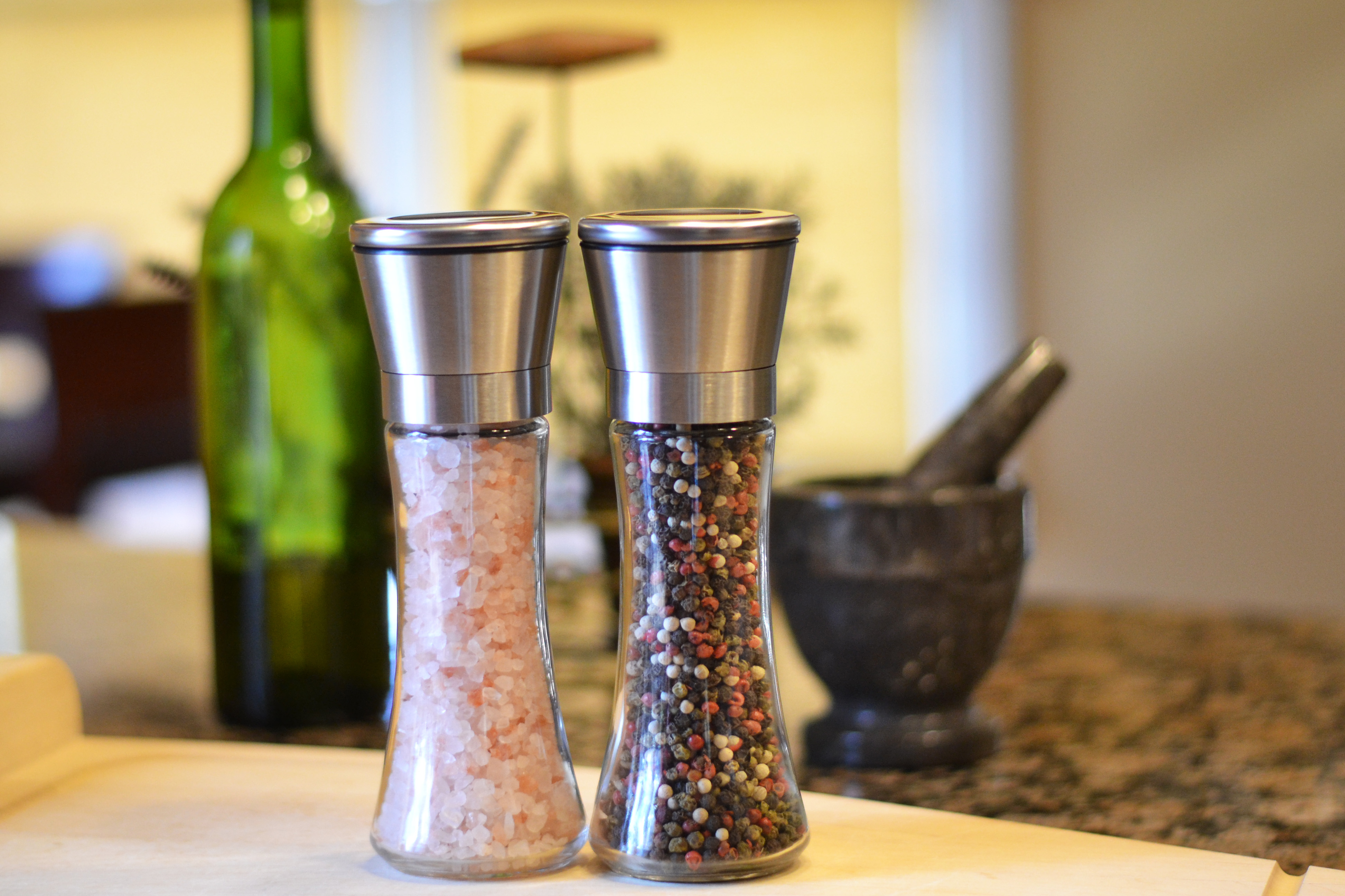Premium Stainless Steel Salt and Pepper Grinder Set of 2 Adjustable