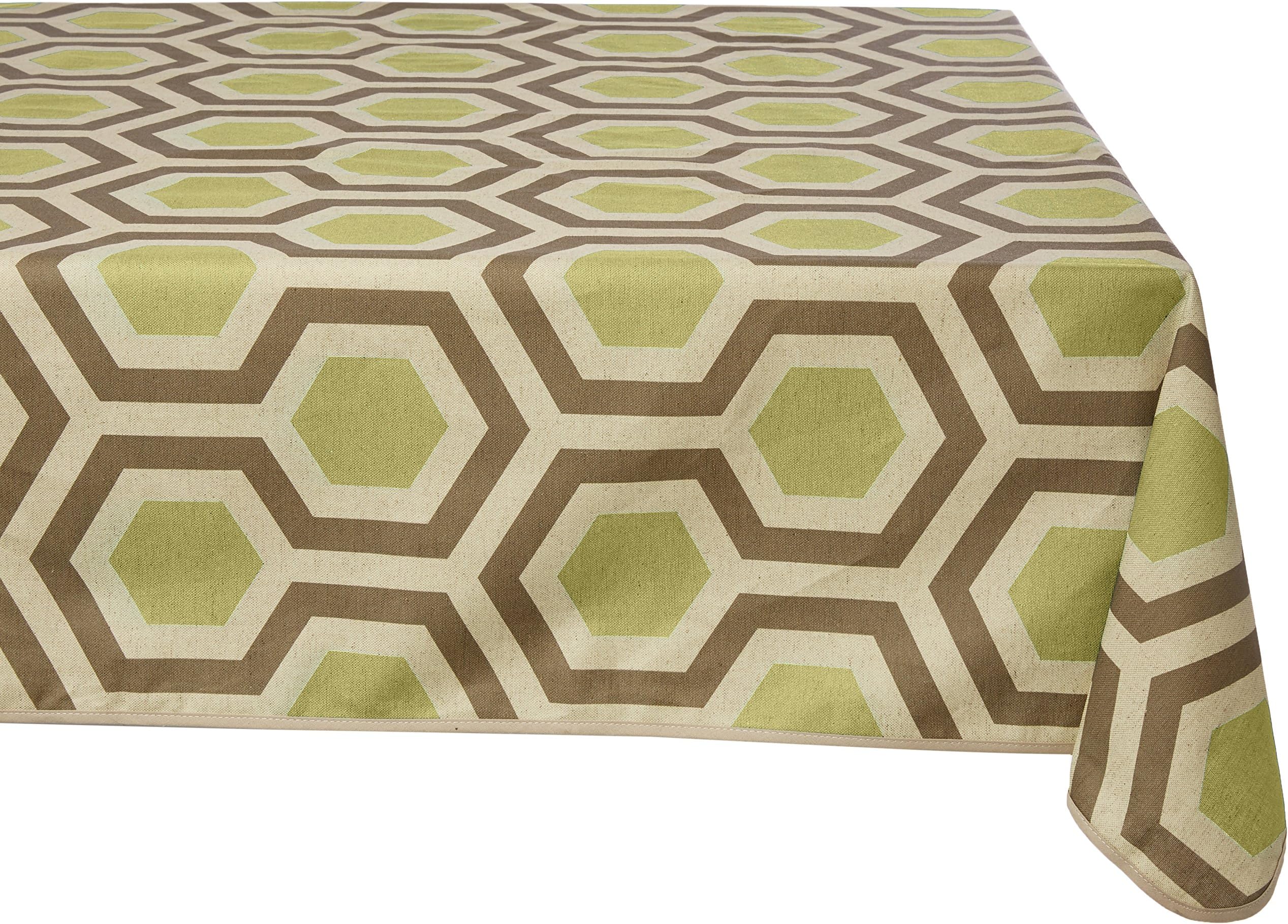 GIRONES Hexagon Beechnut & Walnut Tablecloth 140 x 200 cm