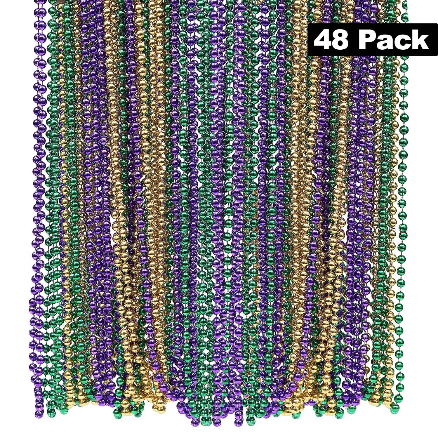 Discount Promotions Mardi Gras Beads Pack Of 48 41 Cm 7 Mm Round Metallic 3 Colours 16 Green 16 Yellow 16 Purple Mardi Gras Beads Beaded Necklaces Party Favor Novelty Supplies