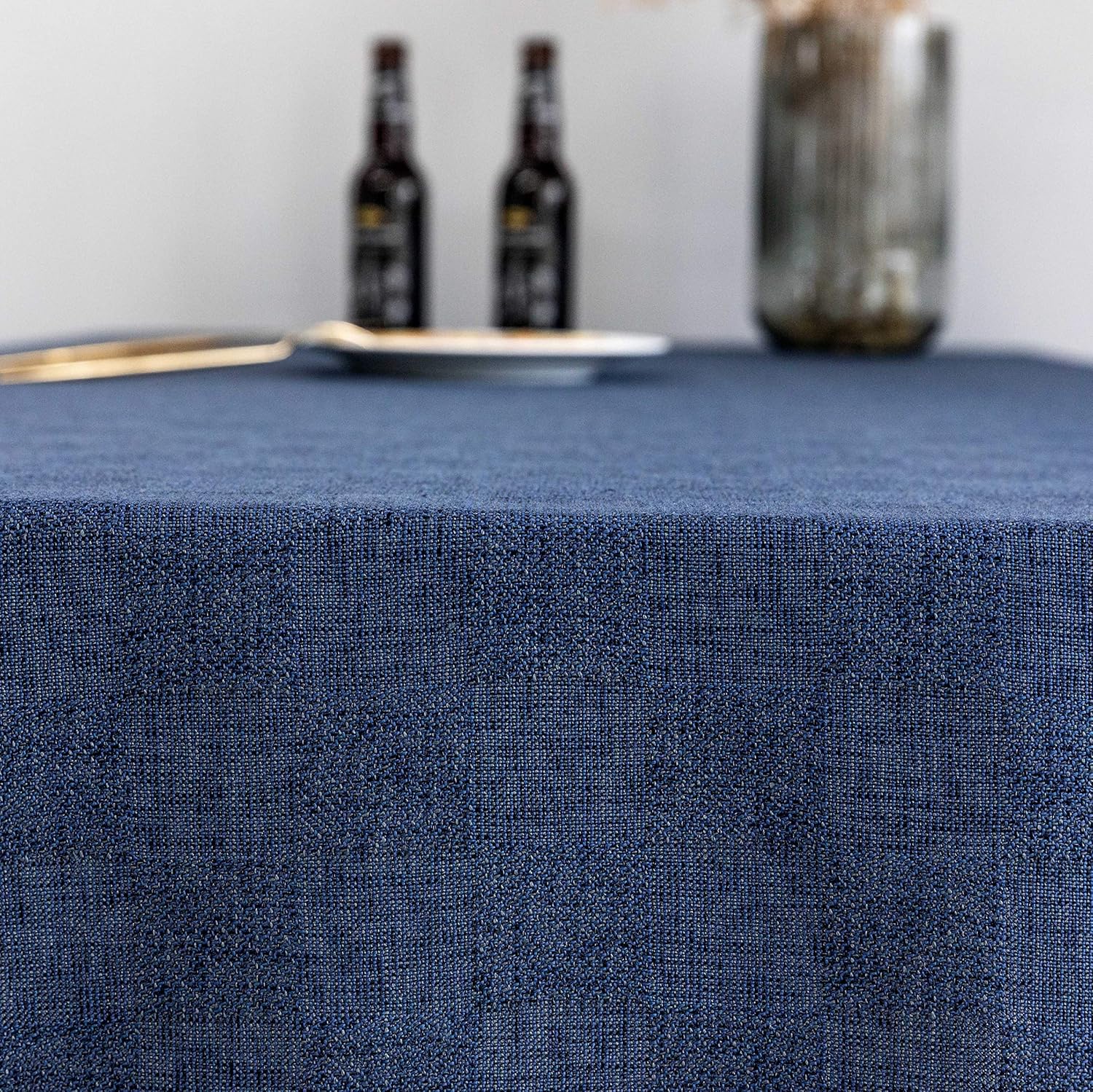 Home Brilliant Rectangular Table Cloth Polyester Stain Resistant Checker Table Covers for Parties Table Cloths for Dining Table, 52 x 86 Inch, Navy Blue: Kitchen & Dining