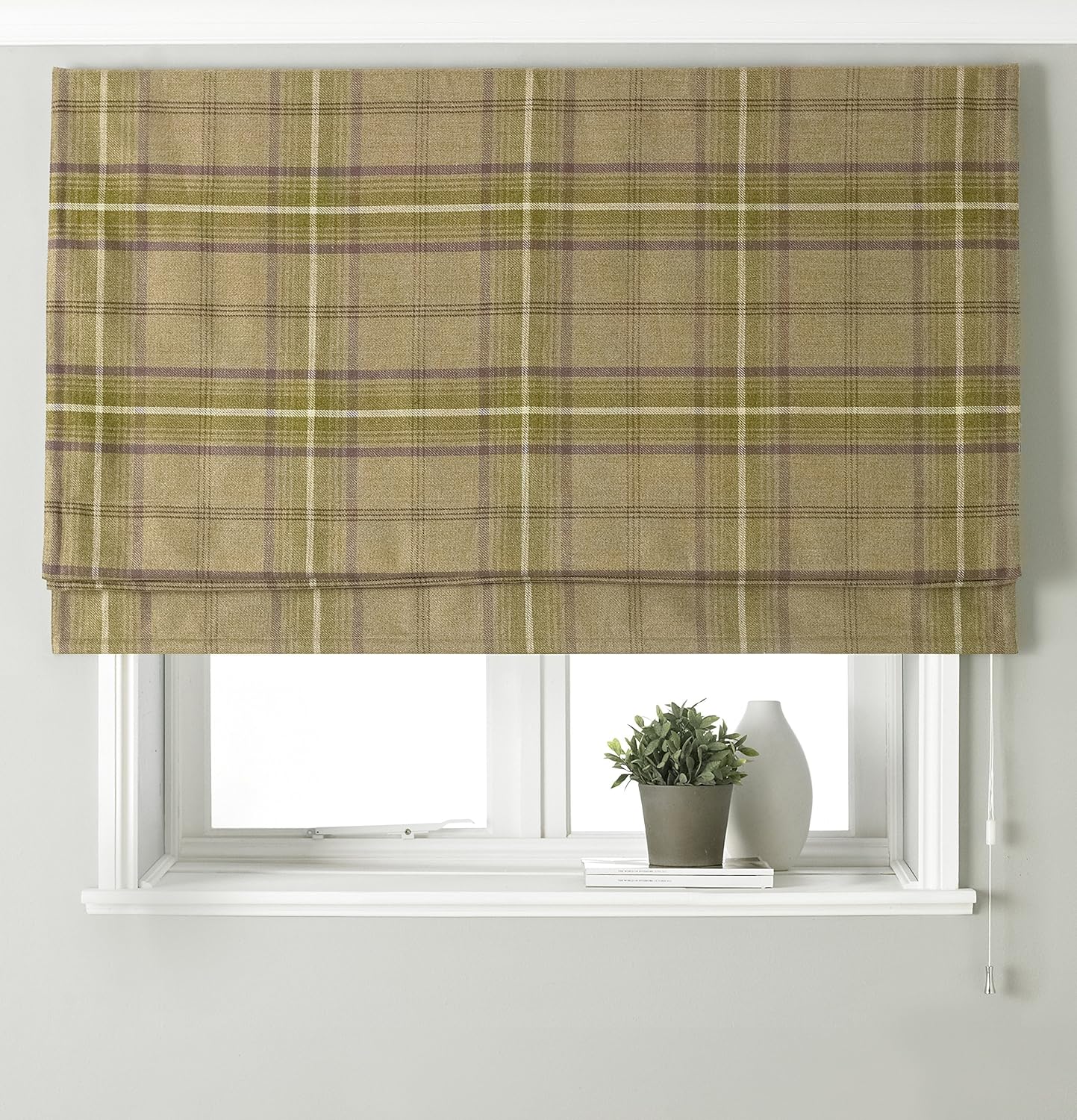 Aviemore Blackout Roman Blind, Thistle Brown, Heritage Tartan Check, Faux Wool Effect, Ready Made (Fittings Included)