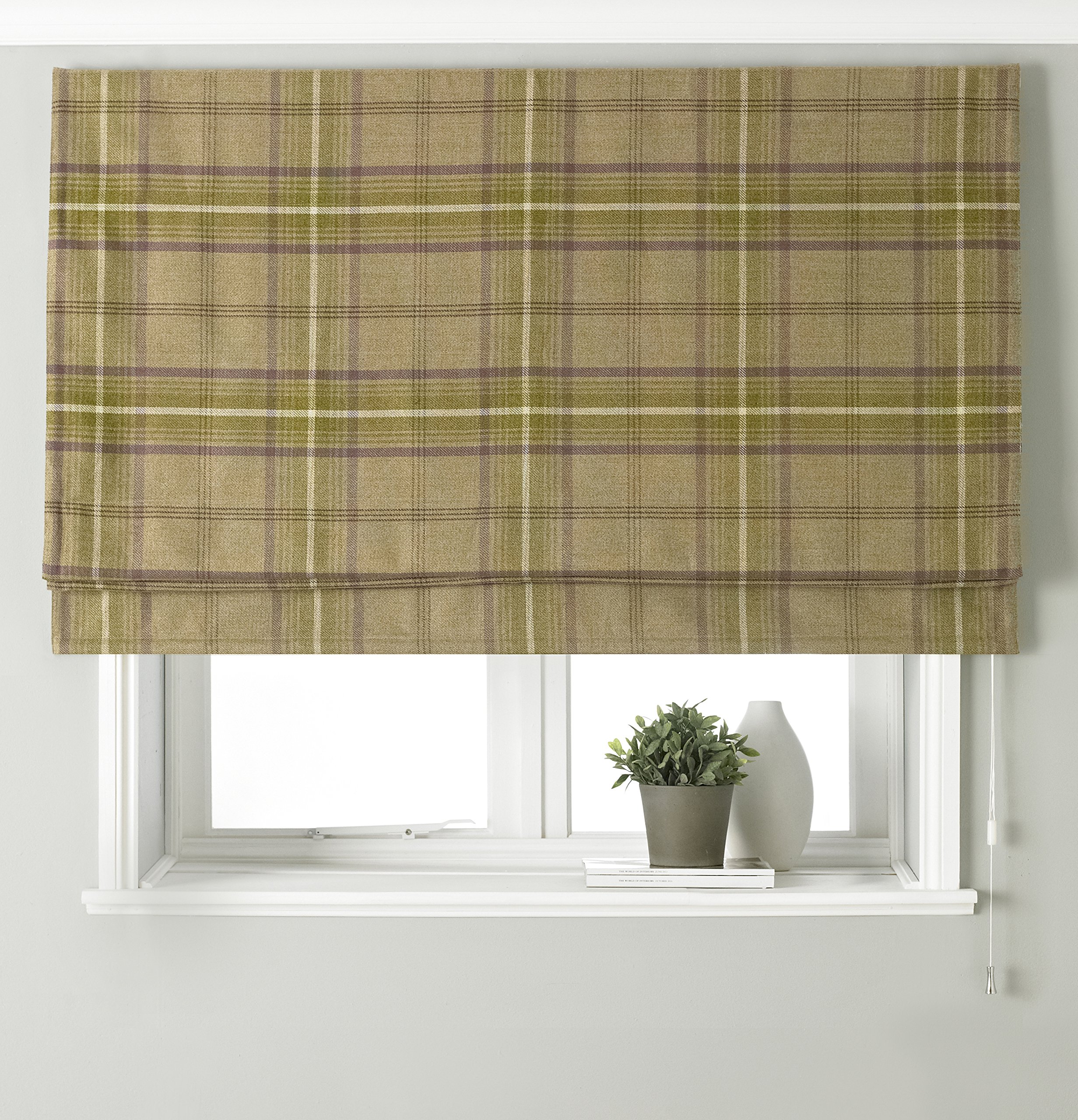 Aviemore Blackout Roman Blind - Thistle Brown - Heritage Tartan Check - Faux Wool Effect - Ready Made (Fittings Included) - 100% Polyester - 153cm width x 137cm drop (60" x 54" inches) - Made by Riva