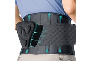 FEATOL Back Brace for Men Lower Back Pain Relief Lumbar Support Brace Waist Belt with Ergonomic 3D Silicone Pad for Heavy Lifting Work, Herniated Disc, Sciatica L/XL