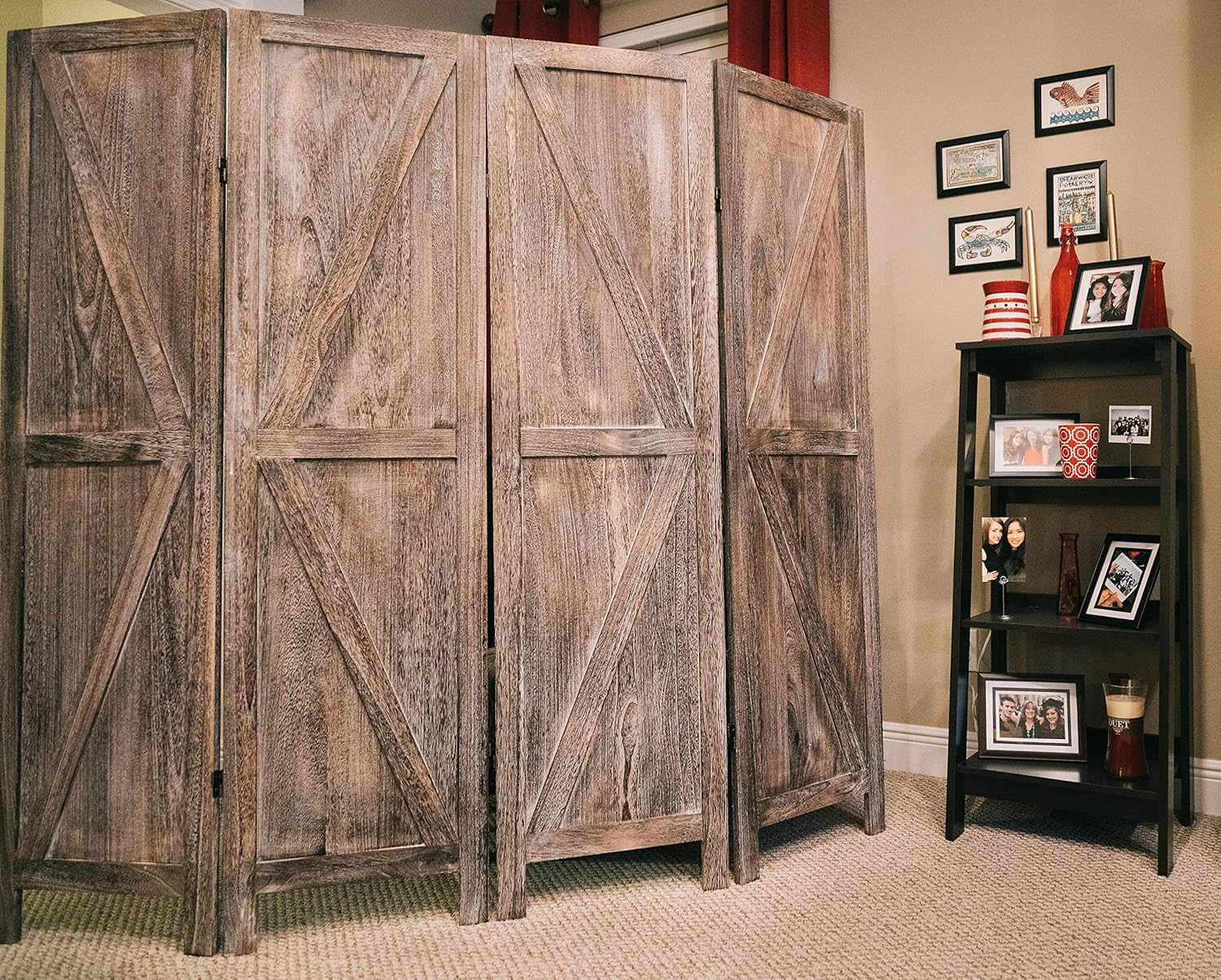 Premium Home Room Divider: Room dividers and Folding Privacy Screens, Privacy Screen, Partition Wall dividers for Rooms, Room Separator, Temporary Wall, Folding Screen, Rustic Barnwood (Barnwood): Furniture & Decor
