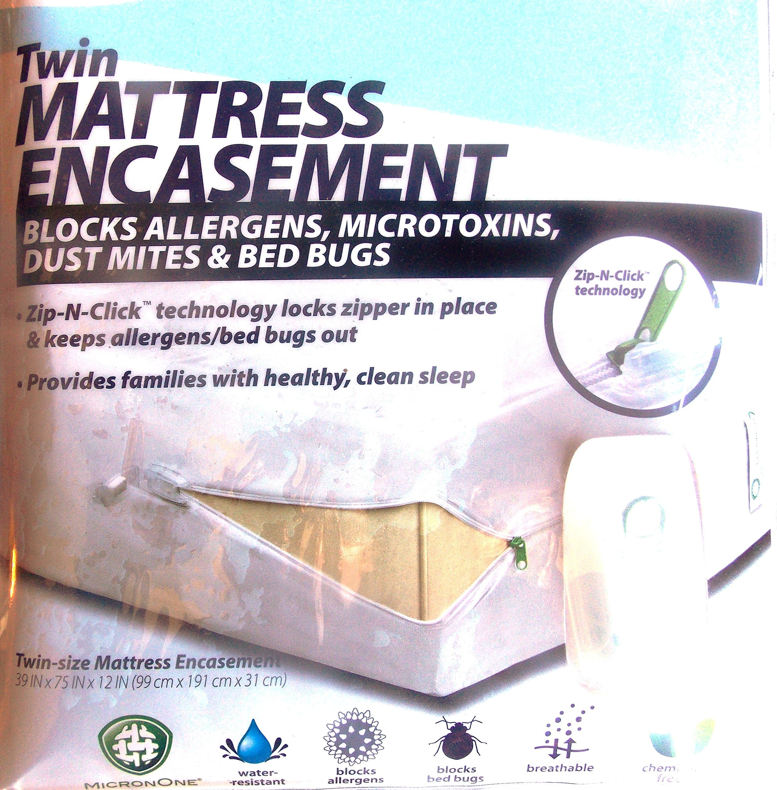 MicronOne Water-Resistant Zip-N-Lock Breathable Mattress Encasement Protector - Vinyl Free (Twin)
