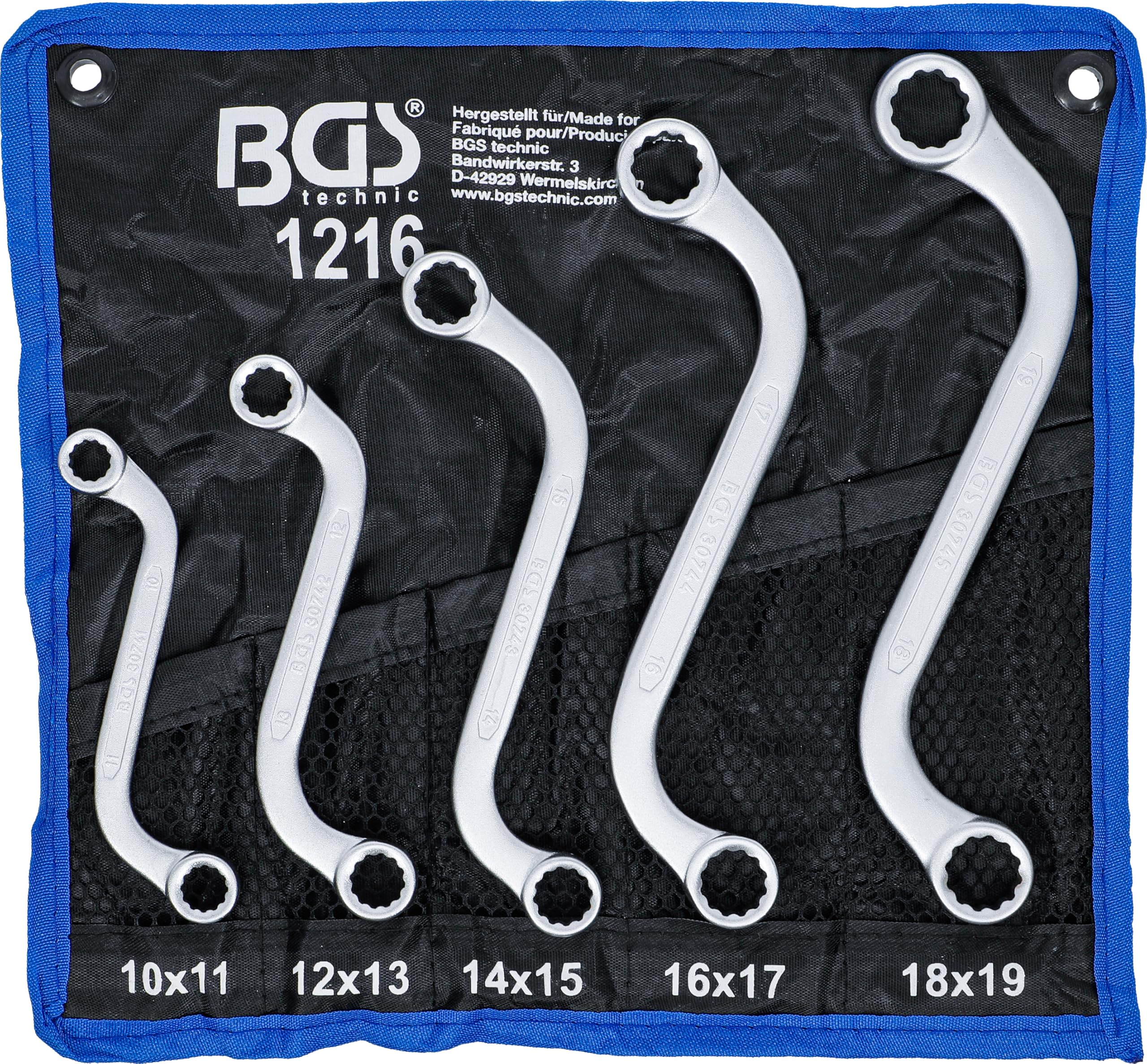 BGS 1216 | Double Ring Spanner Set | S-Type | 10 x 11 - 18 x 19 mm | 5 pcs.
