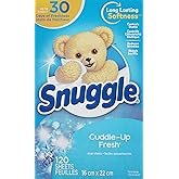Snuggle Cuddle-Up Fresh Dryer Sheets, Softener for Laundry to Control Static and Reduce Wrinkles, Long Lasting Fabric Softene