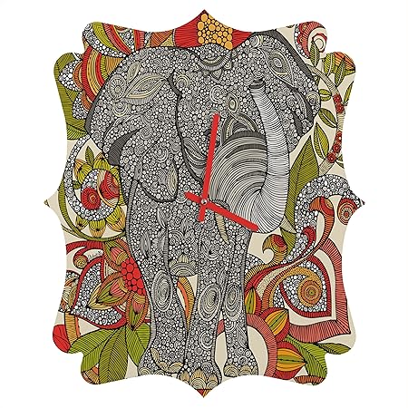 Deny Designs Valentina Ramos, Bo The Elephant, Quatrefoil Clock, Medium