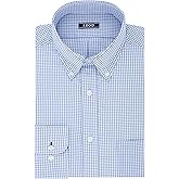 IZOD mens Regular Fit Stretch Button Down Collar Check Dress Shirt, Blue, 14 -14.5 Neck 32 -33 Sleeve Small US