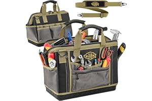 The Ryker Bag 16-inch Extra Heavy Duty Large Tool Bags for Men/Women. 28pockets Portable Tool Box Organizer Hard Bottom Electrician Tool Bag Not Small Tool Bag Organizer Toolbag. Tool Tote Bag