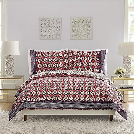 Amazon Com Vera Bradley Water Geo Quilt Full Queen Purple Home