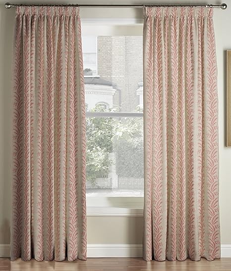 Montgomery Falun Coral Lined Pencil Pleat Headed Curtains 112 229