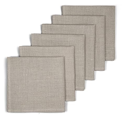 6-er Pack Leinen Stoffservietten - Servietten - Leinenservietten - 45x45 cm - Bauerleinen - Farbe Natur Braun