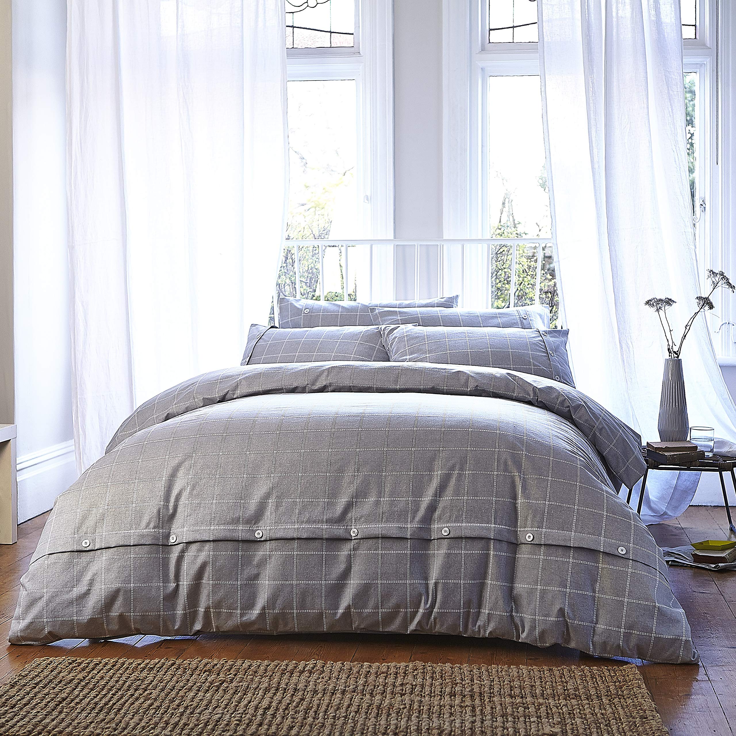 Bianca Cotton Soft Set of 3 Grey Flat Sheet and Pillowcase