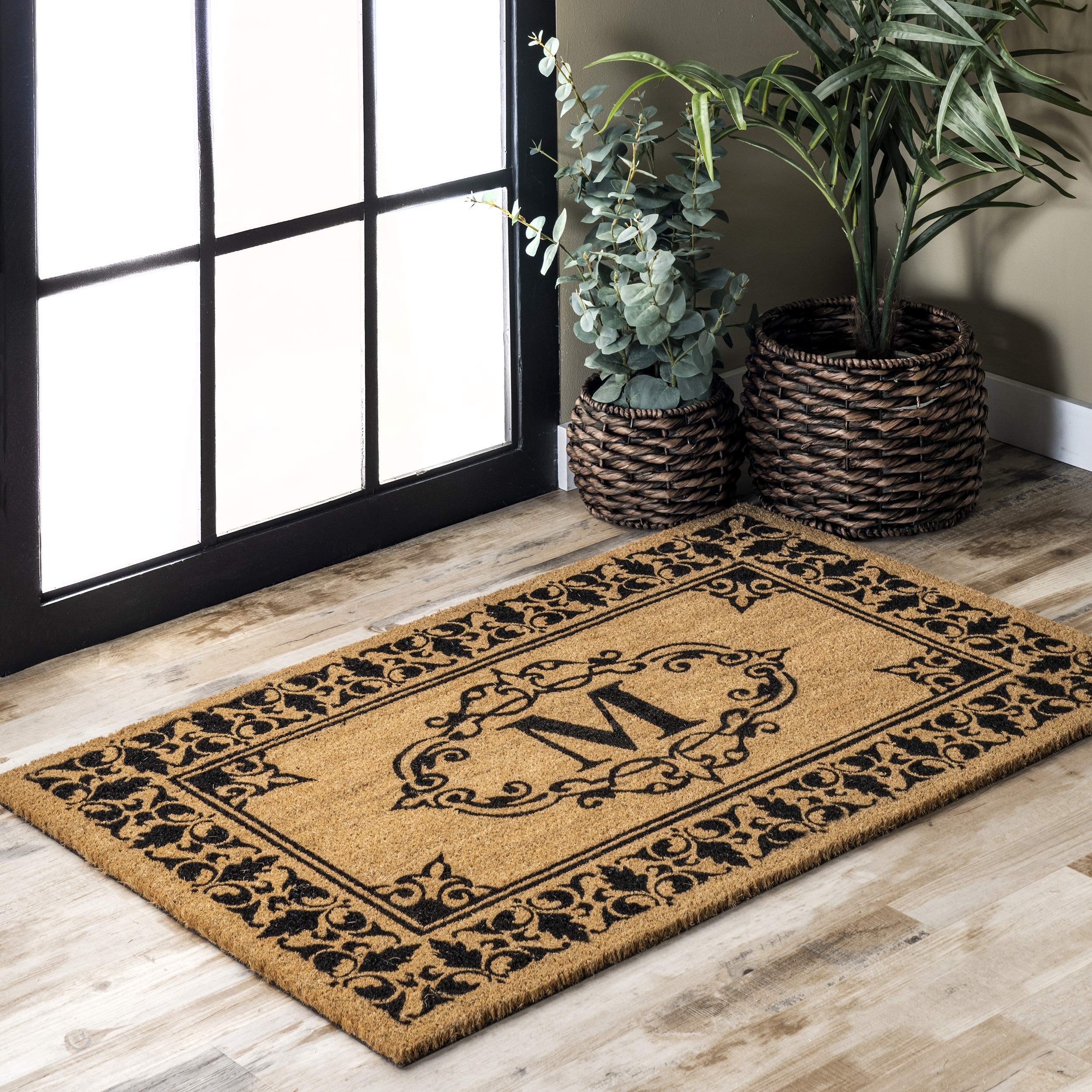 nuLOOM Monogrammed Outdoor Welcome Door Mat, 3x4, Letter M