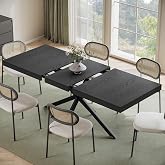 Extendable Dining Room Table for 4 6 8,55"-70" Kitchen Table Leaf,Black | Expandable Rectangle Dining Table,Wood Dining Table w/ Hidden Leaf &amp; Storage, Space Saving, Kitchen Dining Living Room,Modern