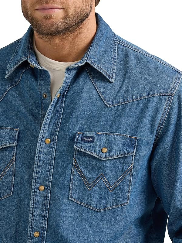 Herren Denim Collection Snap Shirt, Dark Wash Denim, Klein