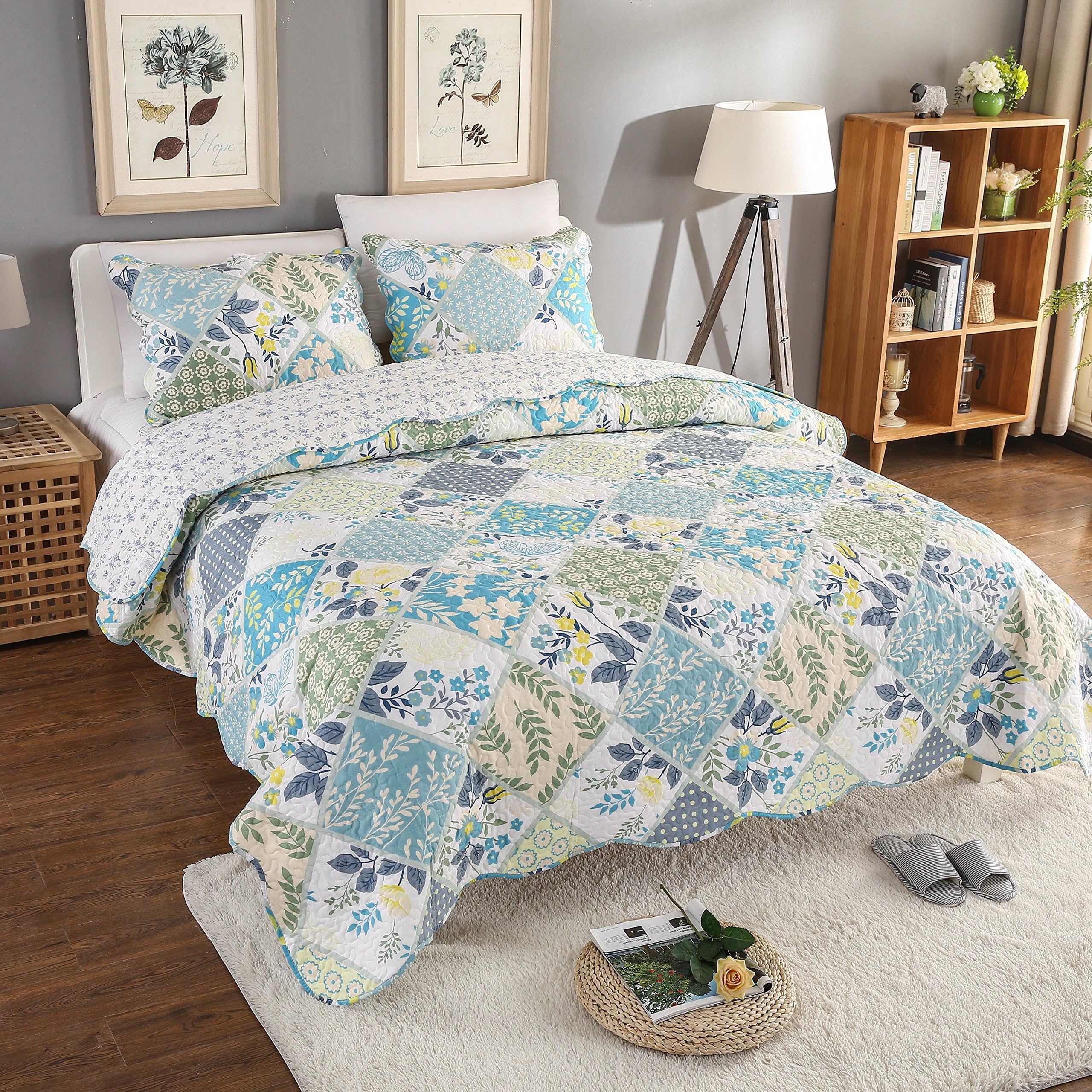 AYSW Suitable for all year round Bedspread, Cotton, Blume Muster2, 150 x 200 cm