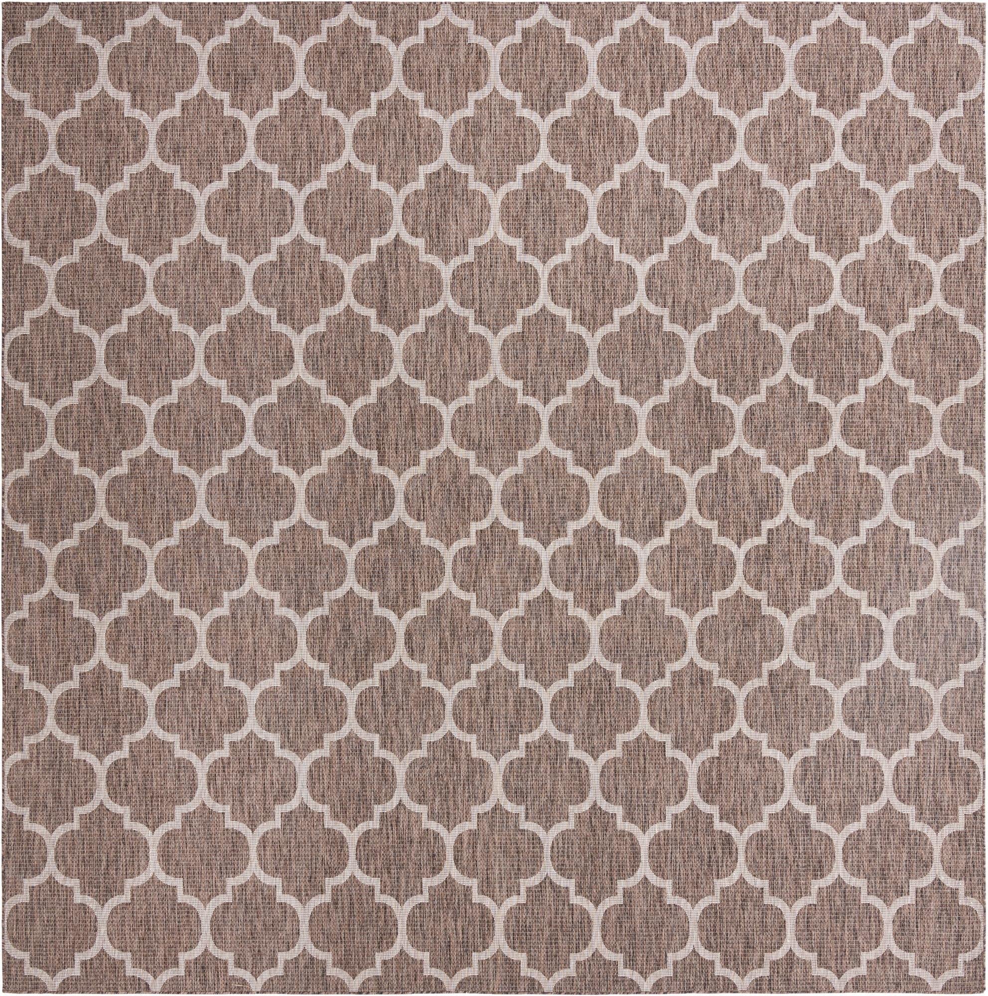 Unique Loom Outdoor Trellis Collection Area Rug - Trellis (Square 13' 0" x 13' 0", Brown/ Ivory) Image