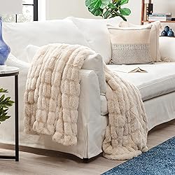Chanasya Premium Ruched Faux Fur Throw Blanket