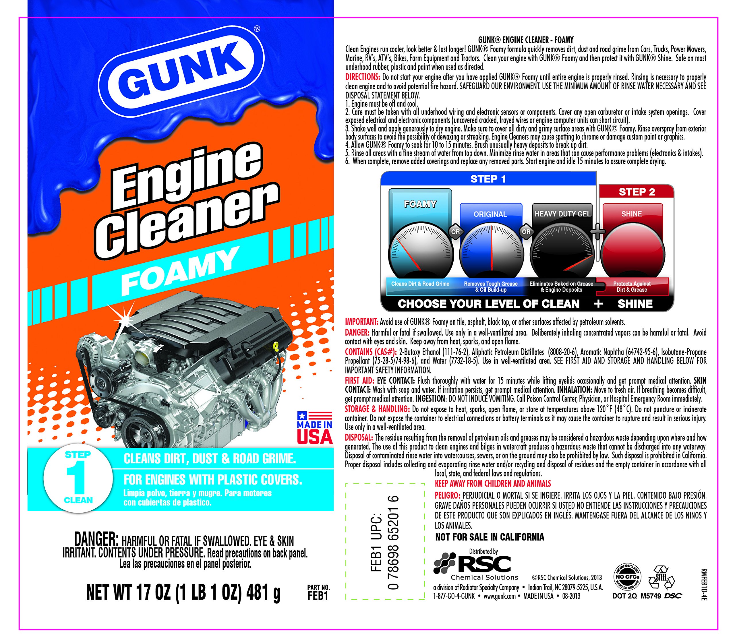 Gunk FEB1 Foamy Engine Brite Engine Cleaner 17oz. Buy Online in UAE