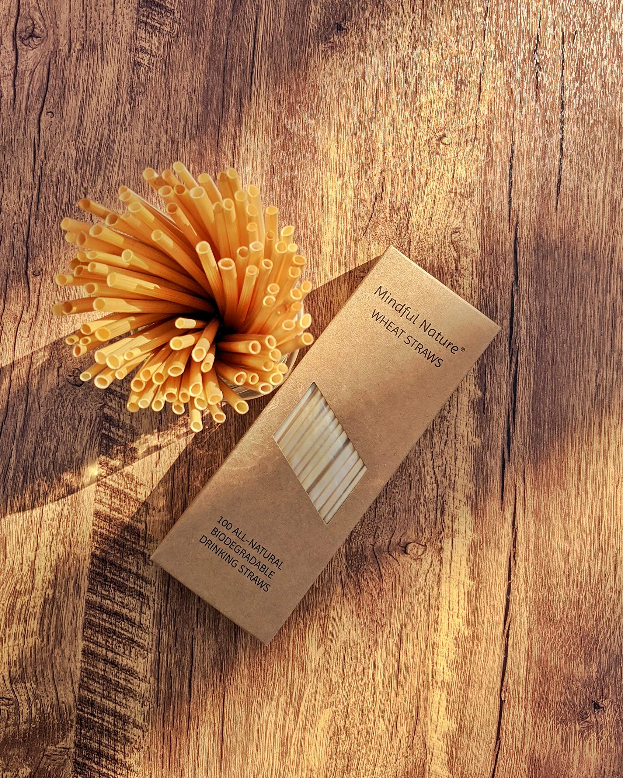 Mindful Nature® Wheat Straws - 100 All-Natural Drinking Straws - Single use, Disposable, Biodegradable, and Compostable - Image 3