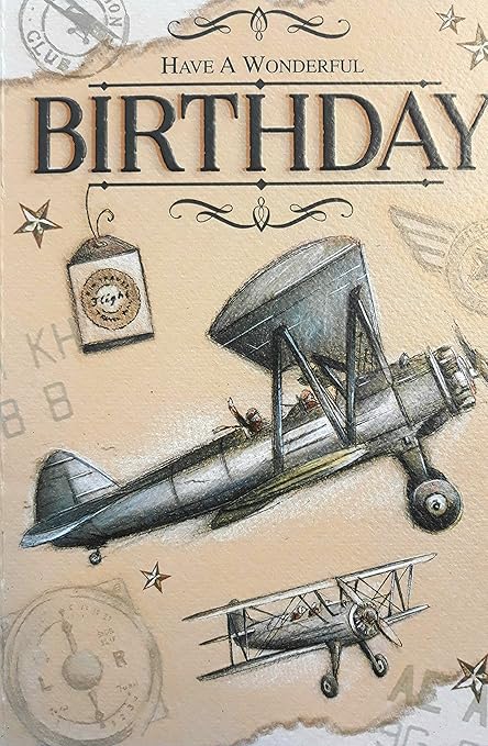 Avion Biplan Vintage Carte D Anniversaire Carte De Voeux Amazon Fr Fournitures De Bureau