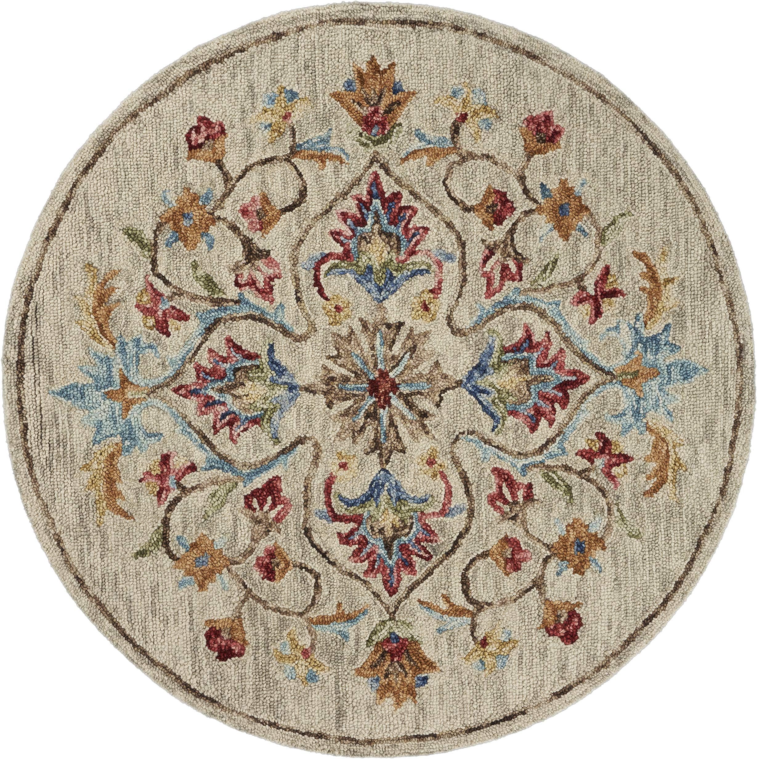 LR Home SINUOUS Area Rugs, 6' (Round), Beige