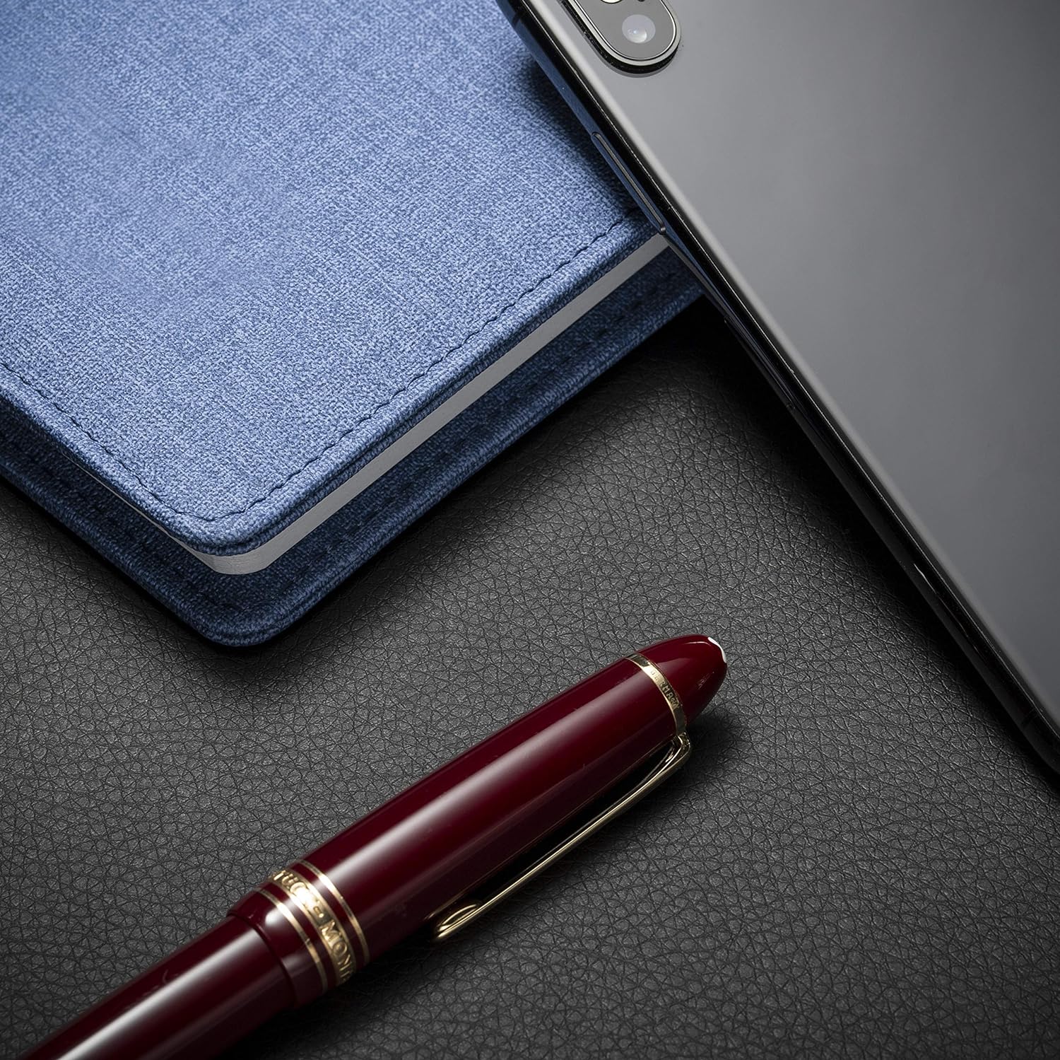 Nekmit Leather Desk Blotter Pad 24 x14 Inches, Waterproof, Non-Slip, Black : Office Products