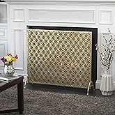 Christopher Knight Home Elmer Single Panel Iron Fireplace Screen, Gold