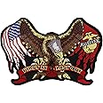 US Marines Eagle Patch | Military Patriotic Vet American Flag | Iron On Embroidered Large - by Nixon Thread Co. (11") (Marines)