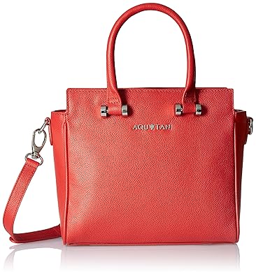 Aquatan Womens Steel My Heart Medium Leather Handbag Bright Red AT-M-18