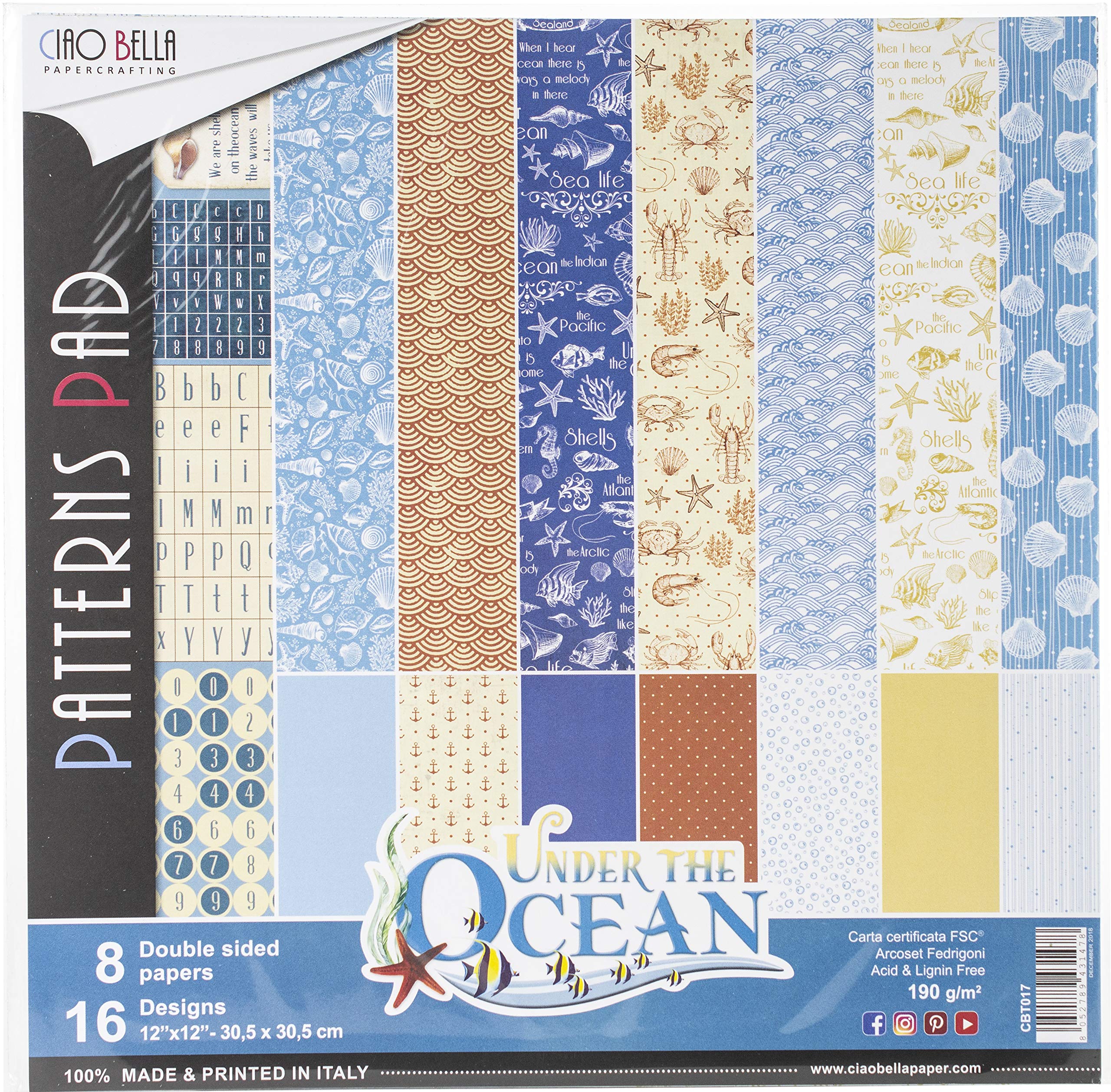 CIAO BELLA PAPER PAPR PCK 12" 8/PKG, Under The Ocean, 8 Designs/1 Each, One Size