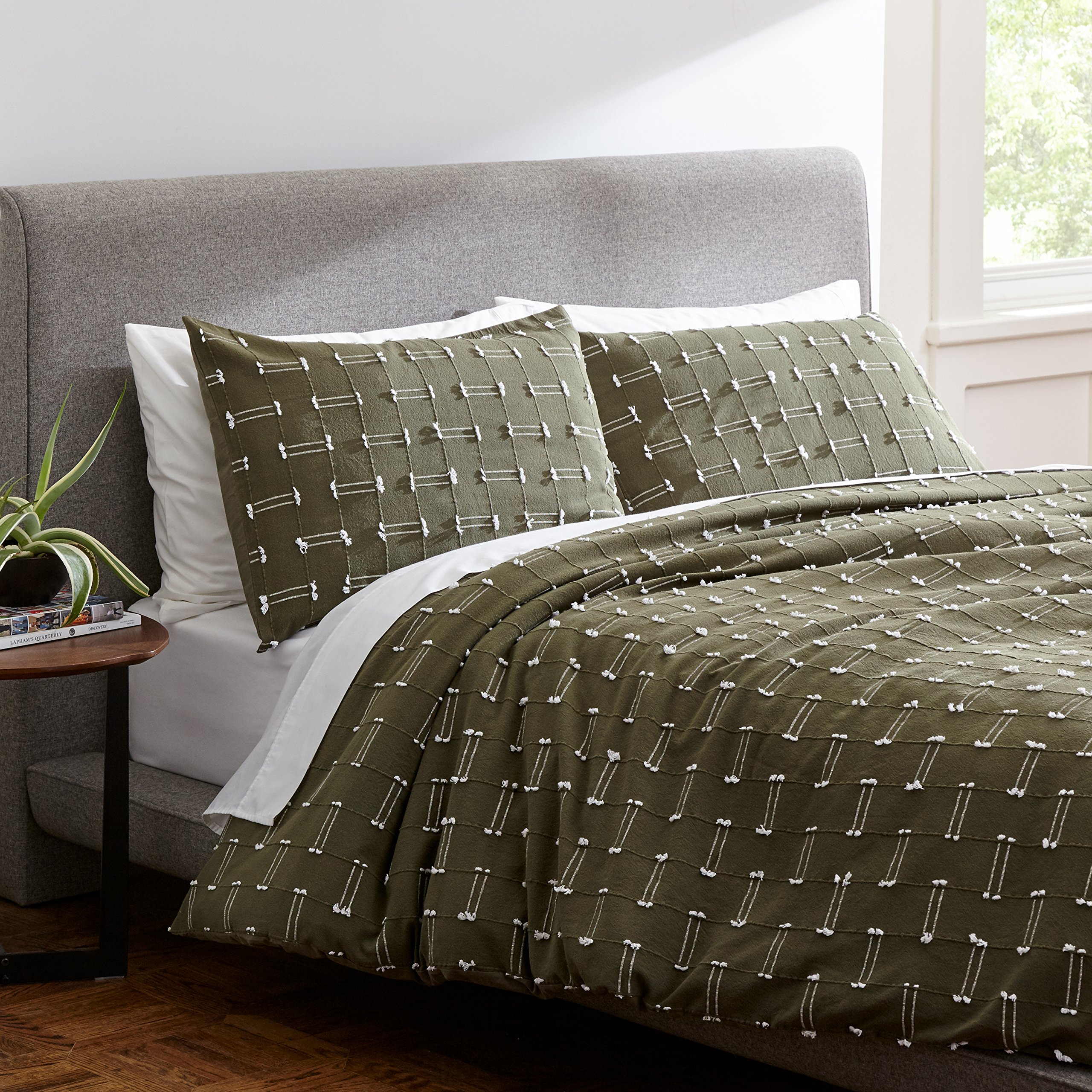 Rivet Global Textured Duvet Cover Set, Full/Queen, Olive eBay