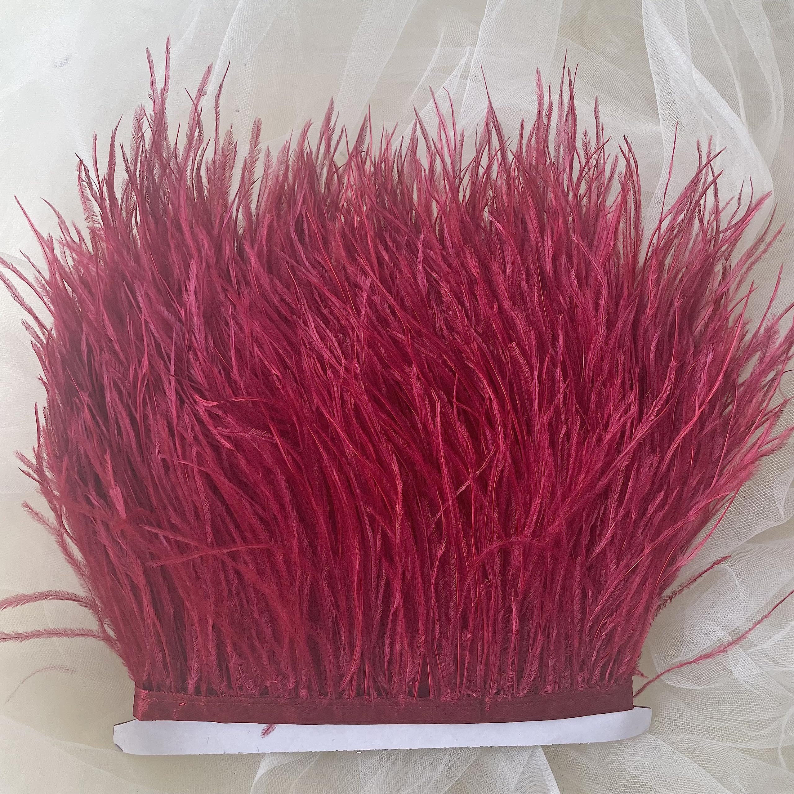 34 Colours Quality Ostrich Feather Trimming Fringe for Millinery Craft Dress Making (Burgundy)