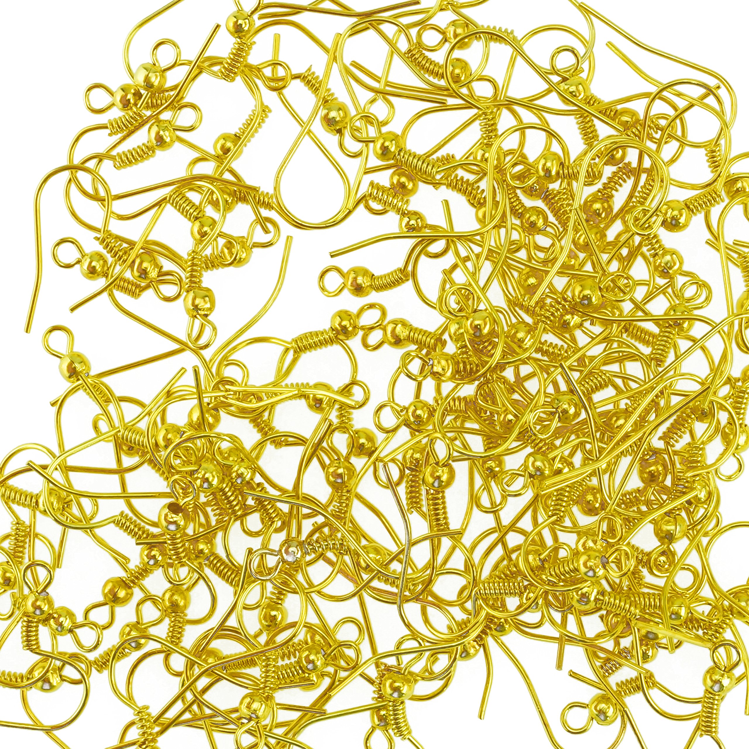 Earring Hooks - 200 pcs -Gold Plated - 18 mm with Kare & Kind® Retail Packaging (Gold)