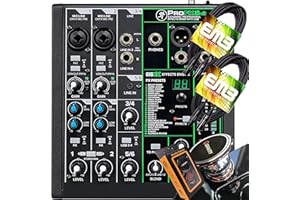 Mackie ProFX6v3 6-Channel Mixer with USB and Effects with Pair of EMB XLR Cable and Gravity Magnet Phone Holder Bundle