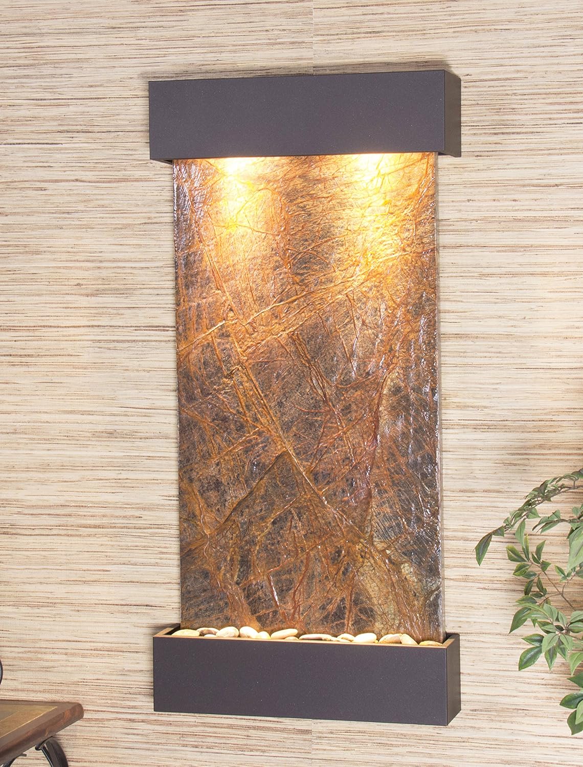 Whispering Creek Water Feature with Antique Bronze Trim and Square Edges (Natural Multi-color Slate): Home & Kitchen