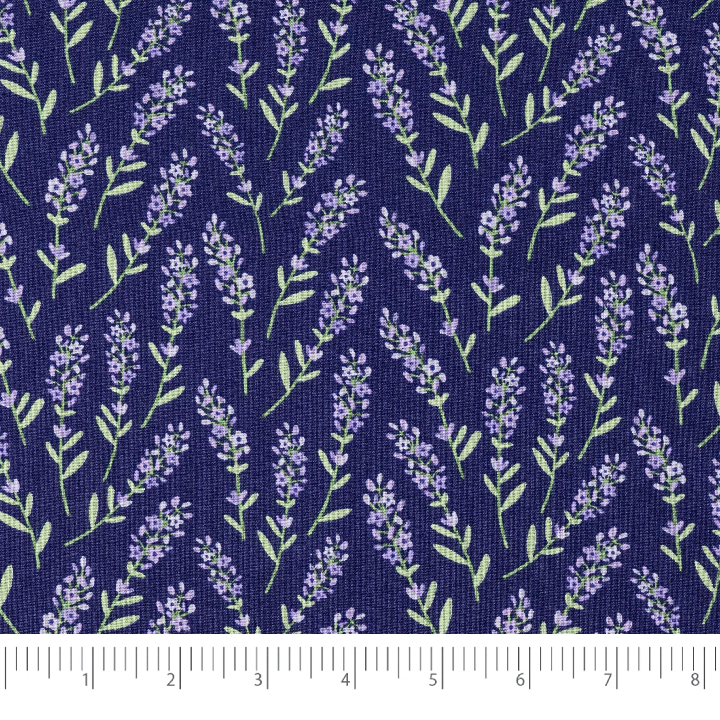 Singer Print Fabric, 100% Cotton, Lilac Sprig Purple, Cut by The Yard