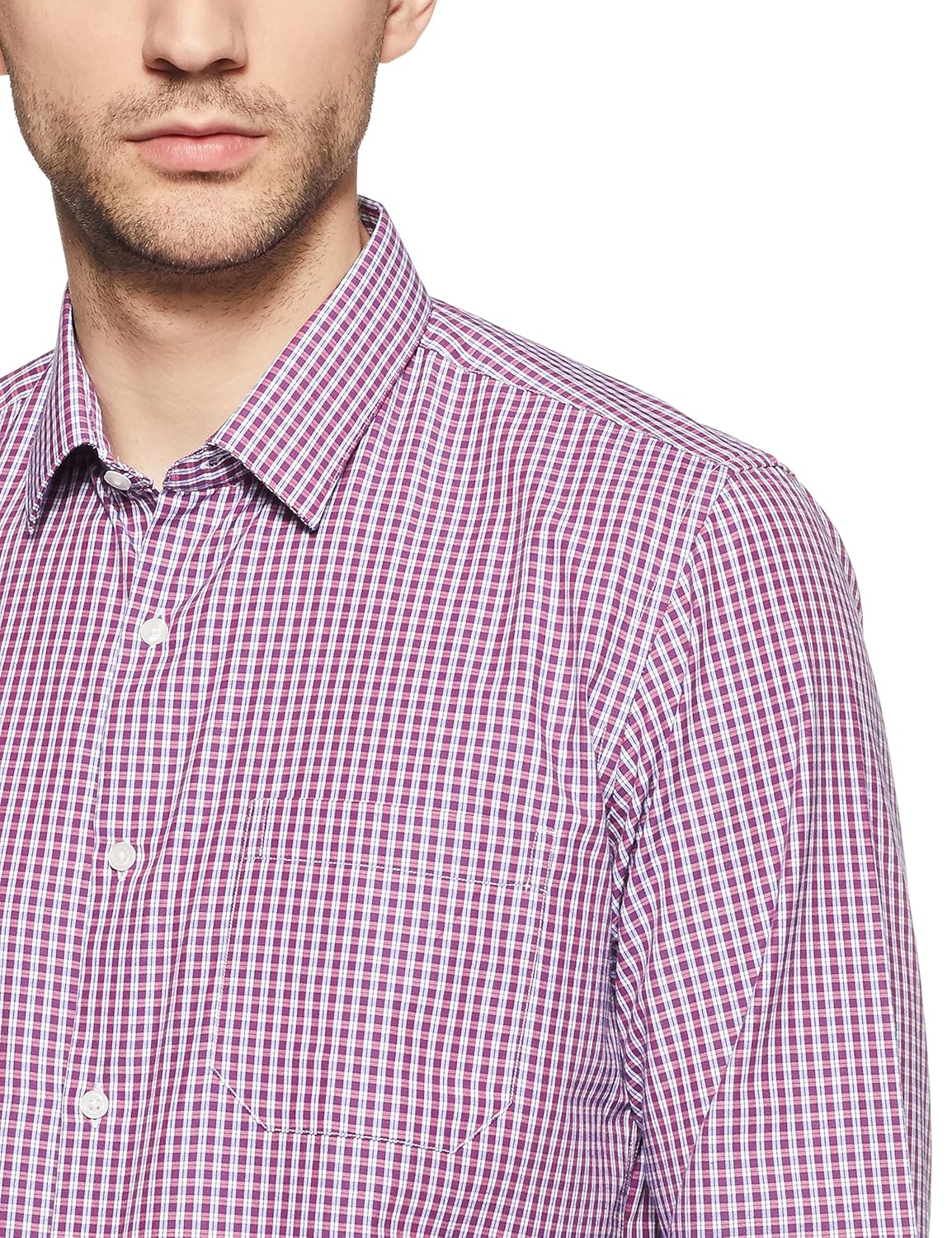 peter england men's checkered slim fit cotton formal shirt